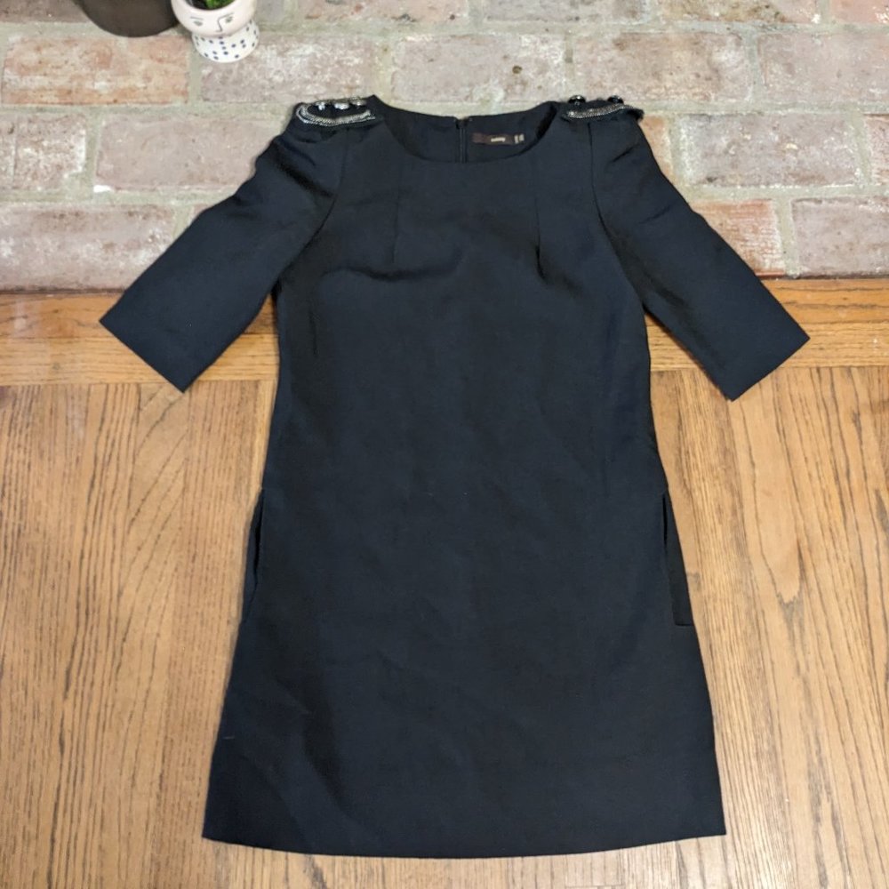 Black Shift Dress with Shoulder Details